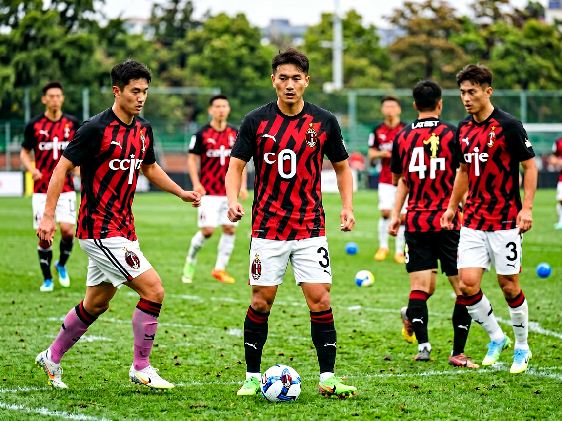 AC米兰球员训练场日常训练场景，教练组指导战术演练